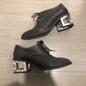 Jeffrey campbell ibiza heeled metal oxford booties
